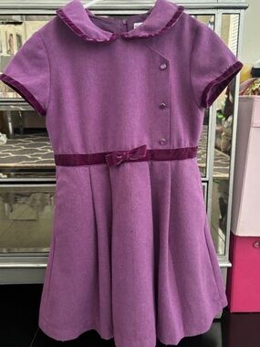 American Girl Purple Velvet-Trim Fit & Flare Dress with Bow